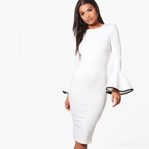 Flared sleeve midi dress